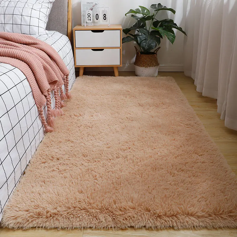 Tapis de chevet doux pour chambre à coucher, grands tapis pour baie vitrée, couverture non ald en polymères moelleux pour enfants, filles et