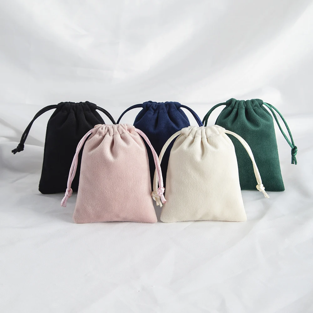 Soft Velvet Jewelry Drawstring Bags in Flat Open Style for Ring Earring Necklace Bracelet Pendant Packaging Plain NO LOGO Pouch