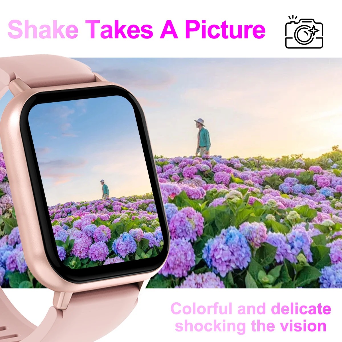 Smart watch, wireless calls/wireless music,message reminders,custom watch face wallpaper, suitable for Android and iPhone phones