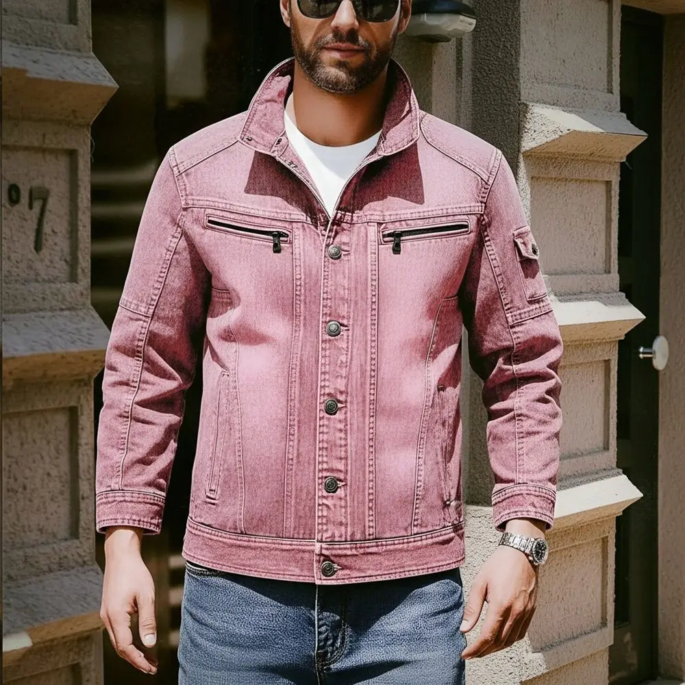 New Denim Jacket Men High Quality American Retro Streetwear Outwear Solid Fashion Casual Denim Coats Male Streetwear Cardigans
