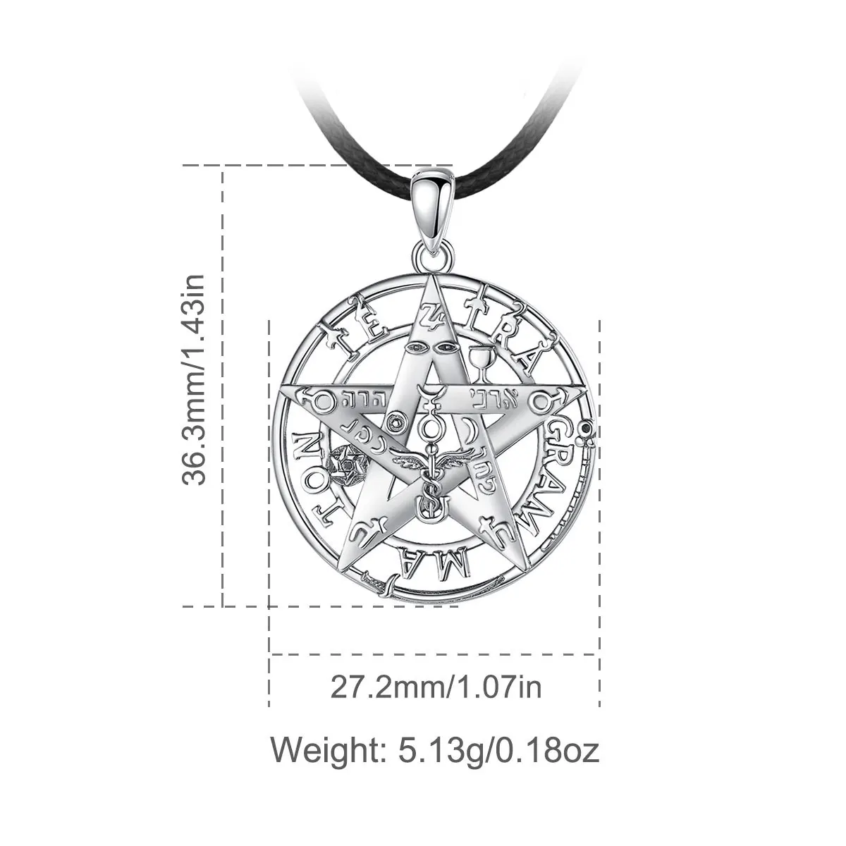 Pentagram tetragramaton pendant Eudora 925 Sterling Silver Necklace Fashion Jewelry Men Women Exquisite Gifts