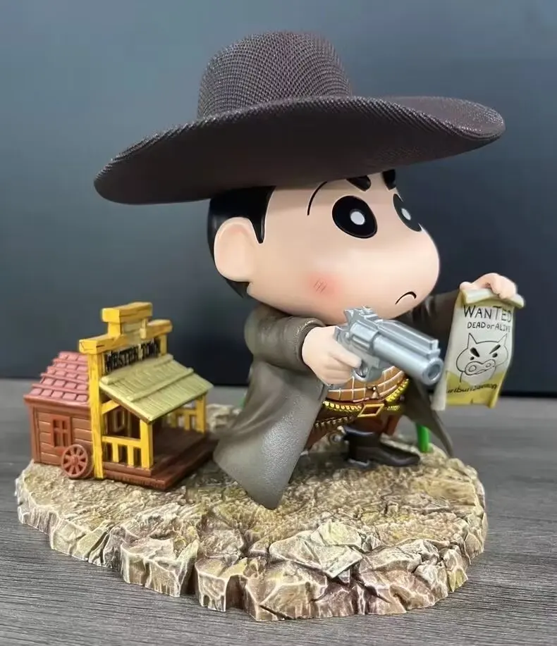 15cm Crayon Shin-Chan Red Dead Redemption Western Denim Series 2 Styles Wanted For Gun Play The Guitar Anime Figures Model Gifts