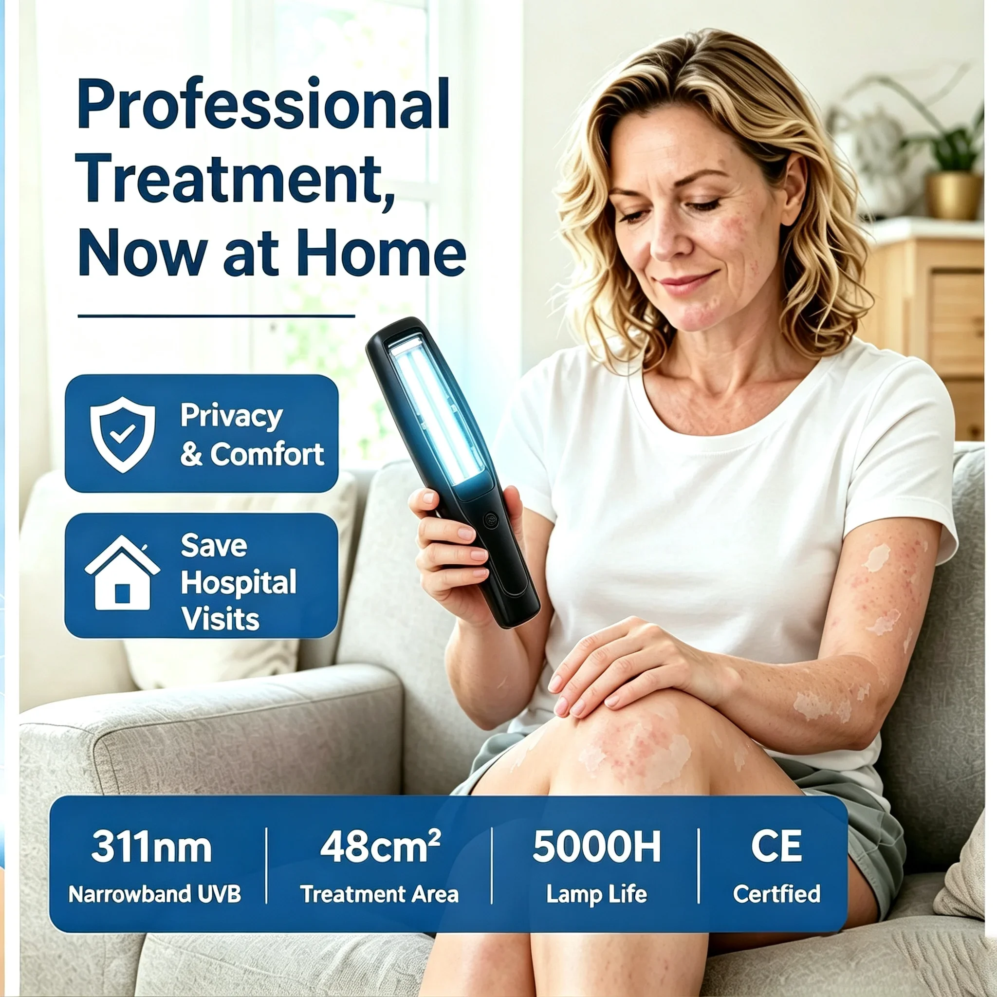 Portable Hand‑held 311nm UVB Light Therapy Device High‑Intensity Imported Light Source Household Skin Condition Care Instrument