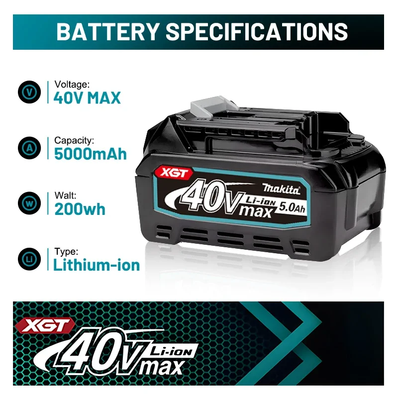 Makita 40V Max XGT Lithium ion Battery 5.0Ah New Original Battery   21700 , BL4020, BL4025, BL4040, BL4050, BL4080 40V Makita