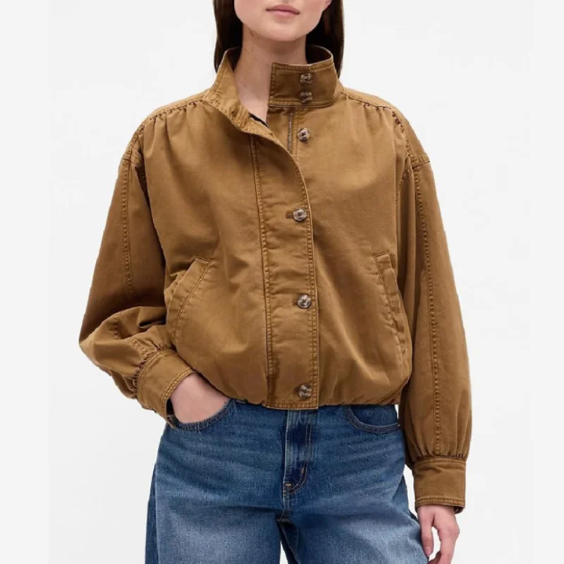 

Vintage Stylish Cropped Jacket Stylish Cool Casual Chic Loose Female Outerwear Versatile Designer Trendy Women's Street Wear