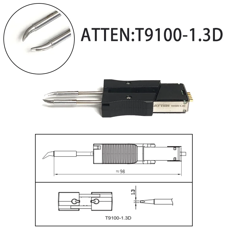 ATTEN T9100-1.3D for ST-1509/9150/N9100 Soldering Iron Head Integrated Heating Core Soldering Tweezers Replacement