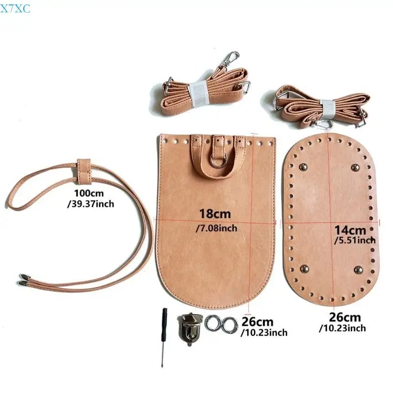 X7XC Handmade Purse Craft Supplies Adjustable Strap And PU Base For Crochet Projects
