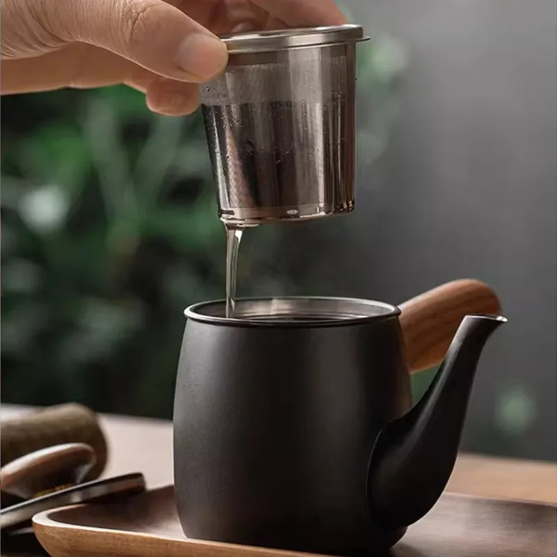 Lightweight Stainless Steel Travel Kung Fu Tea Set, Portable One Pot Two Cups Quick Brew Tea Kit For Camping Trip