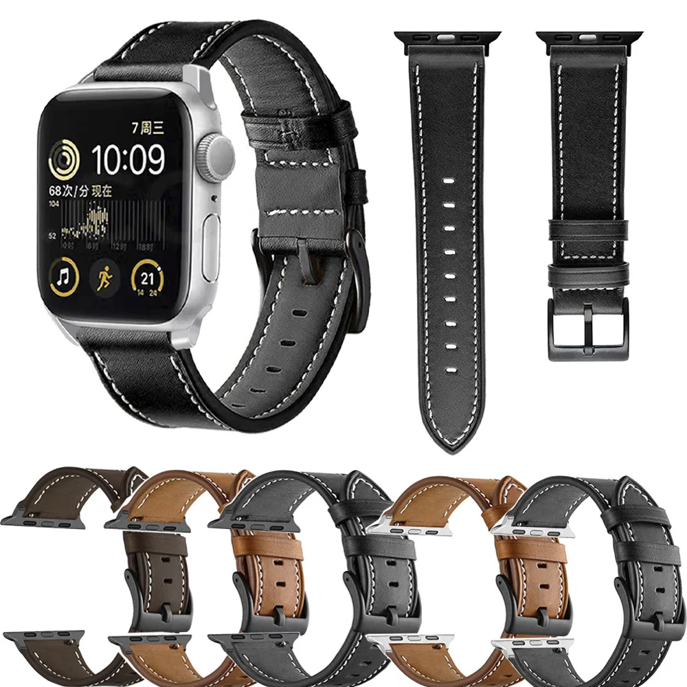 สำหรับนาฬิกา Apple สายสายหนังนาฬิกา PU 38 40 41 44 45 49มม. สายนาฬิกา Ultra2 iWatch Serie9 8 7 6 5 SE
