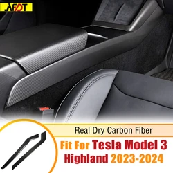 AFDT Carbon Fiber Interior Center Console Gear Shift Side Panel Trim Decoration Car Accessories For Tesla Model 3 Highland 2024