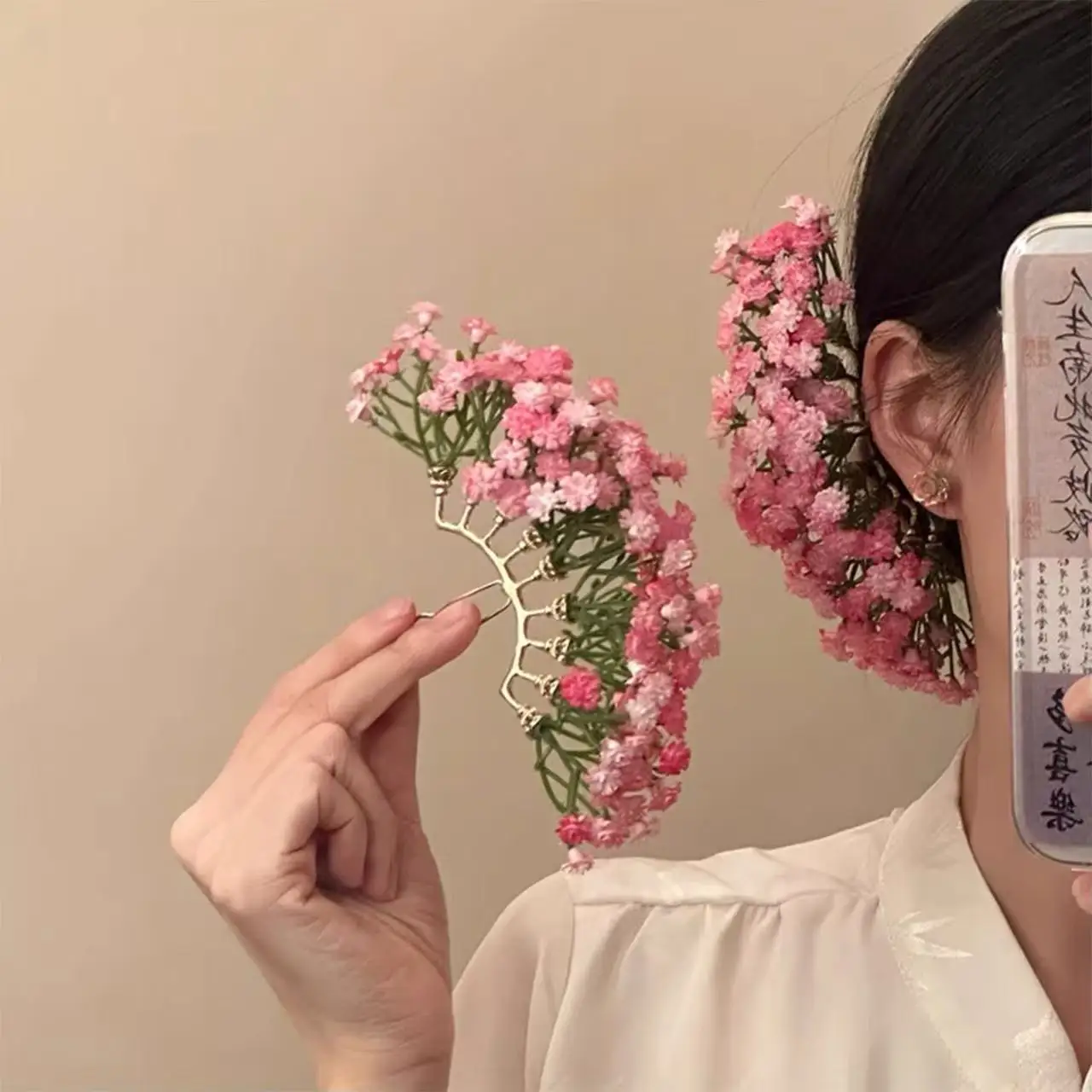 2025, Stern im gleichen Stil, süßer rosa Schleierkraut, Blumen-Haarnadel, Damen-Haarnadel, Haarnadel, Haarschmuck
