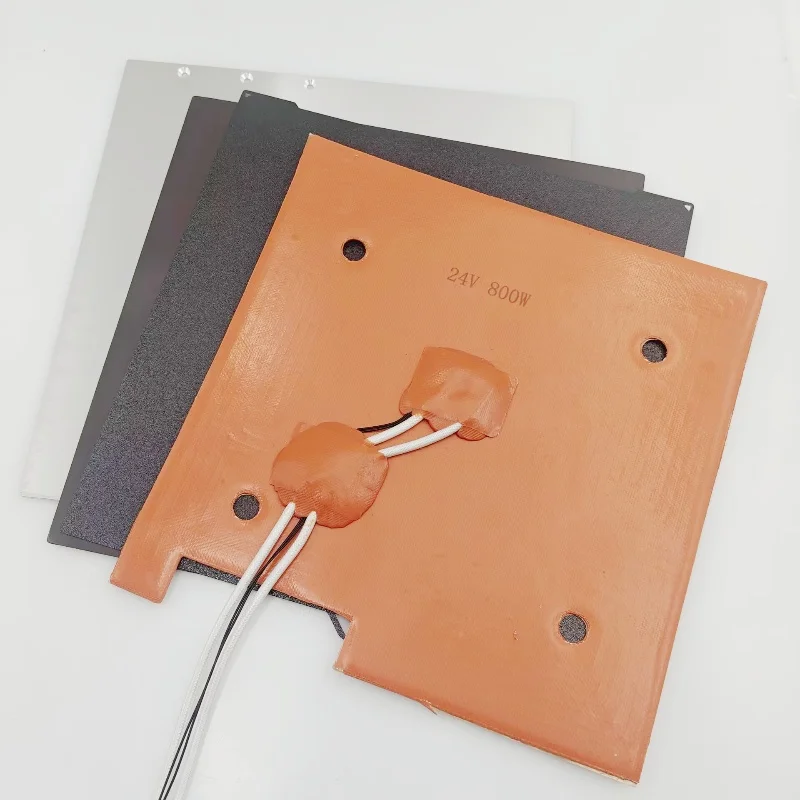 Funssor Anycubic Kobra3 Printer 3D 3Mm Aluminium Aloi CNC Pelat Pembuatan Tempat Tidur Panas AC 120/220V 800W Kit Peningkatan Bantalan Pemanas Silikon