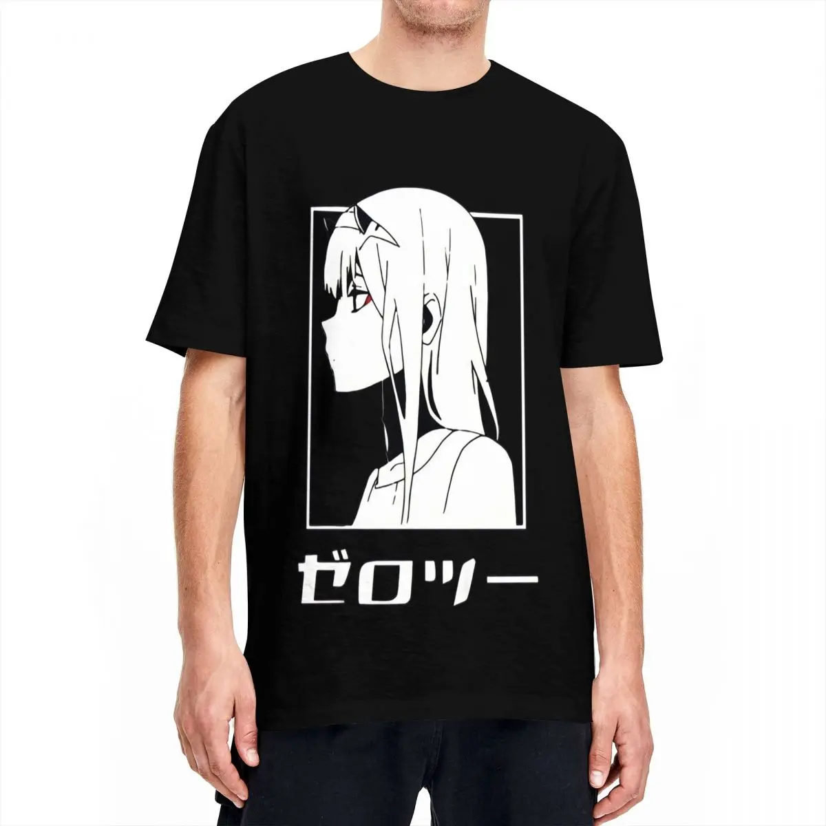 Men\'s T-Shirts Darling In The Franxx Unique Pure Cotton Tee Shirt Short Sleeve Uinqie Art Zero Two T Shirt O Neck Tops 6XL