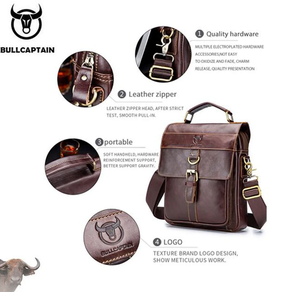 Men's Crossbody Bags for Men Messenger Bag Genuine Leather Shoulder Bags Male for Travel Work Business Handbag