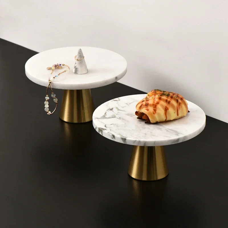 

Nordic Creative Design Marble Plate Japanese Dessert Plate Cake Stand Entrance Sundries Storage Tray High Foot Display Stand