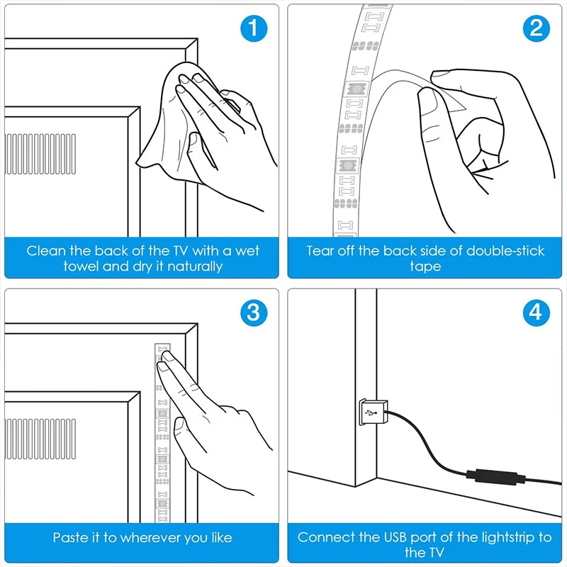 Bande lumineuse flexible à LED avec Bluetooth, lampe, ruban, diode, rétroéclairage TV, USB, RVB, 5050 m- 5m, 5V, 0.5