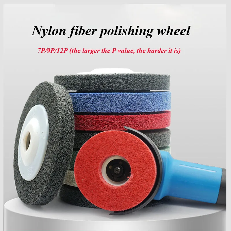 Fiber wheel 100x16x12mm Nylon polishing wheel 7P/9P/12Pcorner grinding blade for Stainless steel drawing for 100mm angle grinder