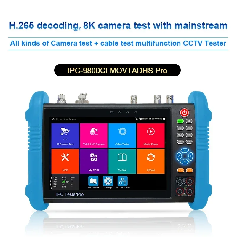 New IPC-9800 CLMOVTADHS-Pro 8MP AHD/CVI /TVI camera test VGA Input RJ45 TDR cable test 8K IP Camera Upgraded IPC CCTV Tester