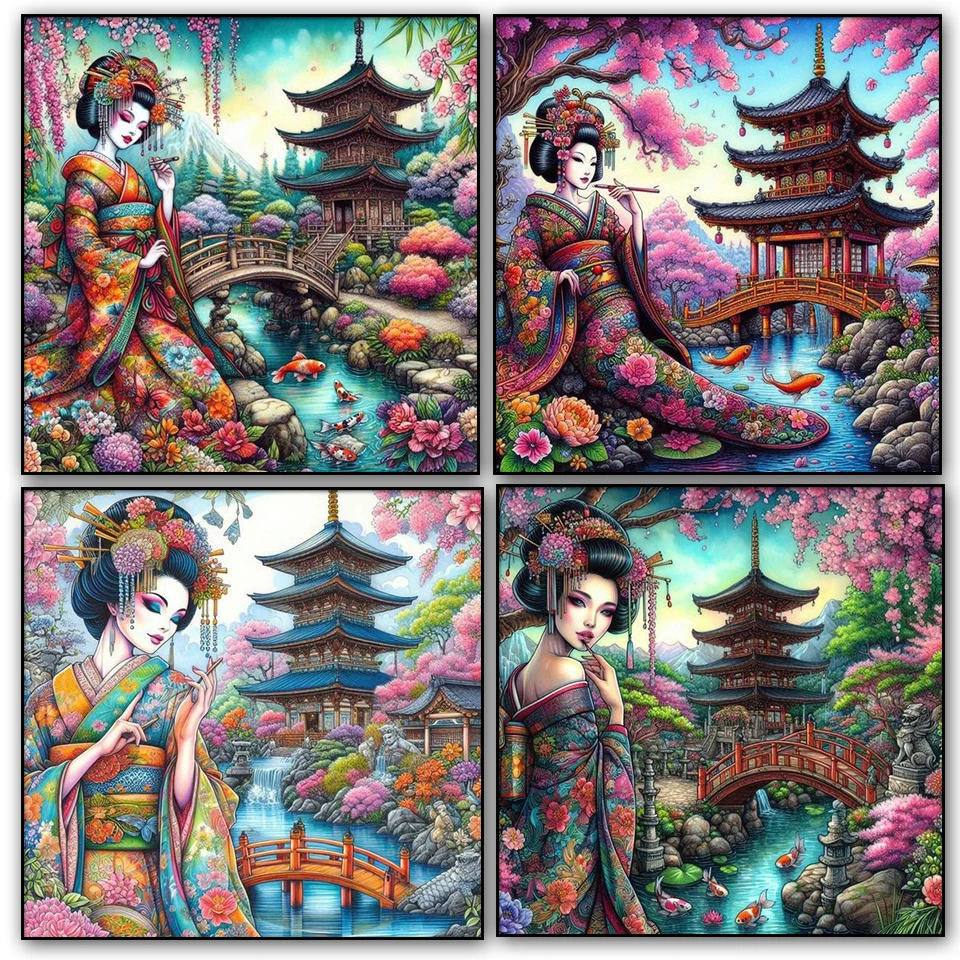 Ancient Style Japanese Woman Geisha Diy Diamond Painting New 2025 Full Square Round Diamond Embroidery Cross Stitch Kits Decor