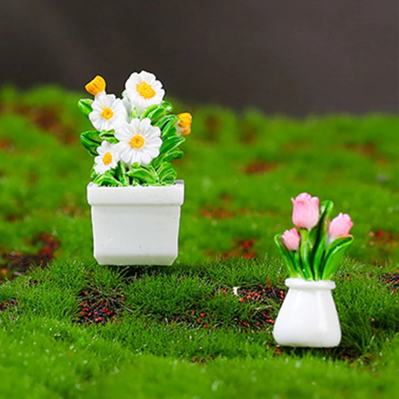 MY 1PC new Simulation Potted Plants New Dollhouse Mini Flowerpot Potted For Green Plant In Pot Doll House Furniture Home Decor