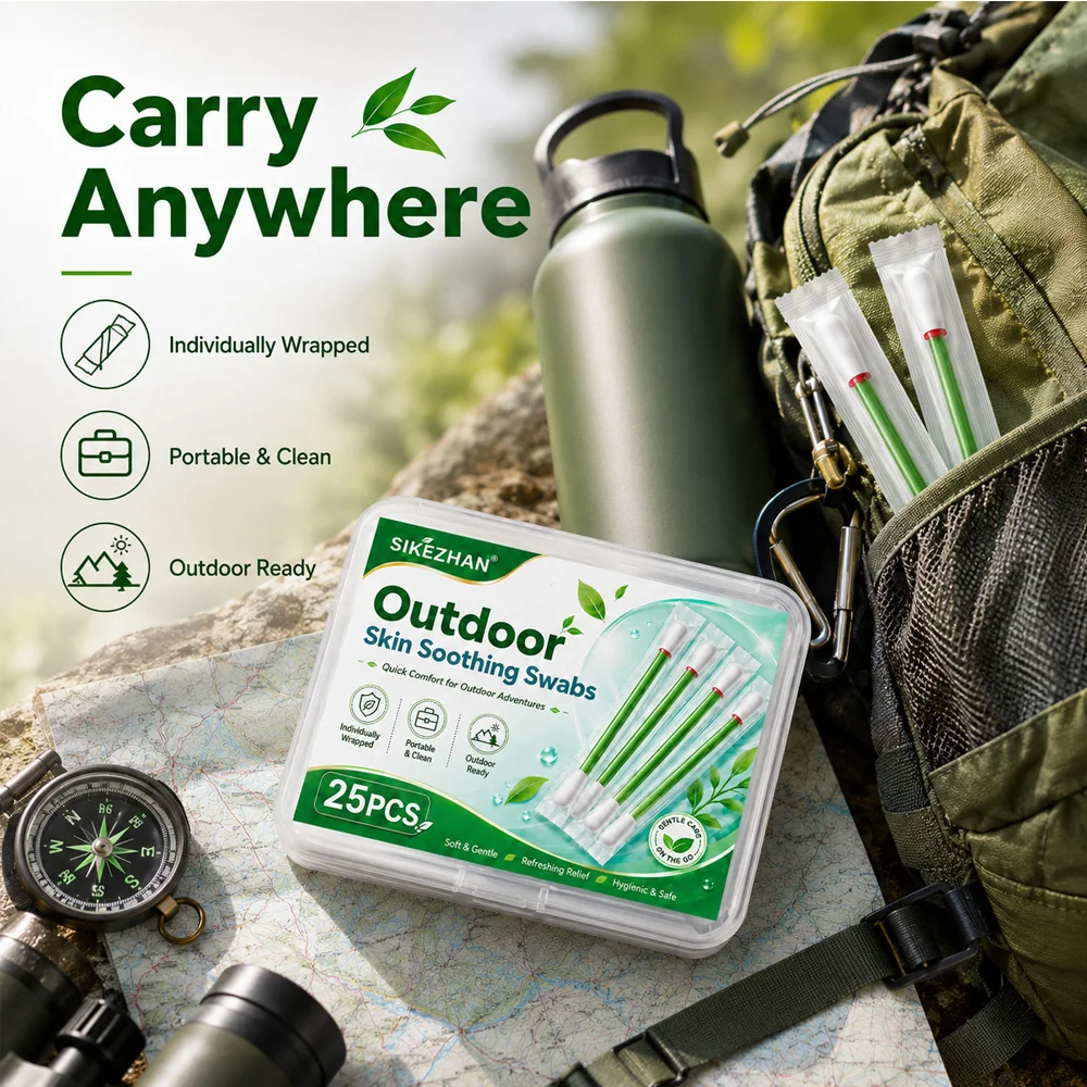 SIKEZHAN Outdoor Cooling Body Care Swabs Disposable Skin Comfort Sticks Portable Refreshing Travel Camping Hiking Daily Use