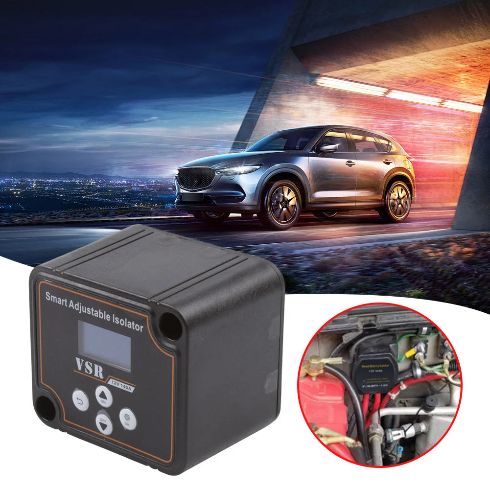 12V 140A Adjustable Dual Battery Isolator Split Charge VSR Car Relay LCD Display Digital Voltage Sensitive Relay Voltage Setting