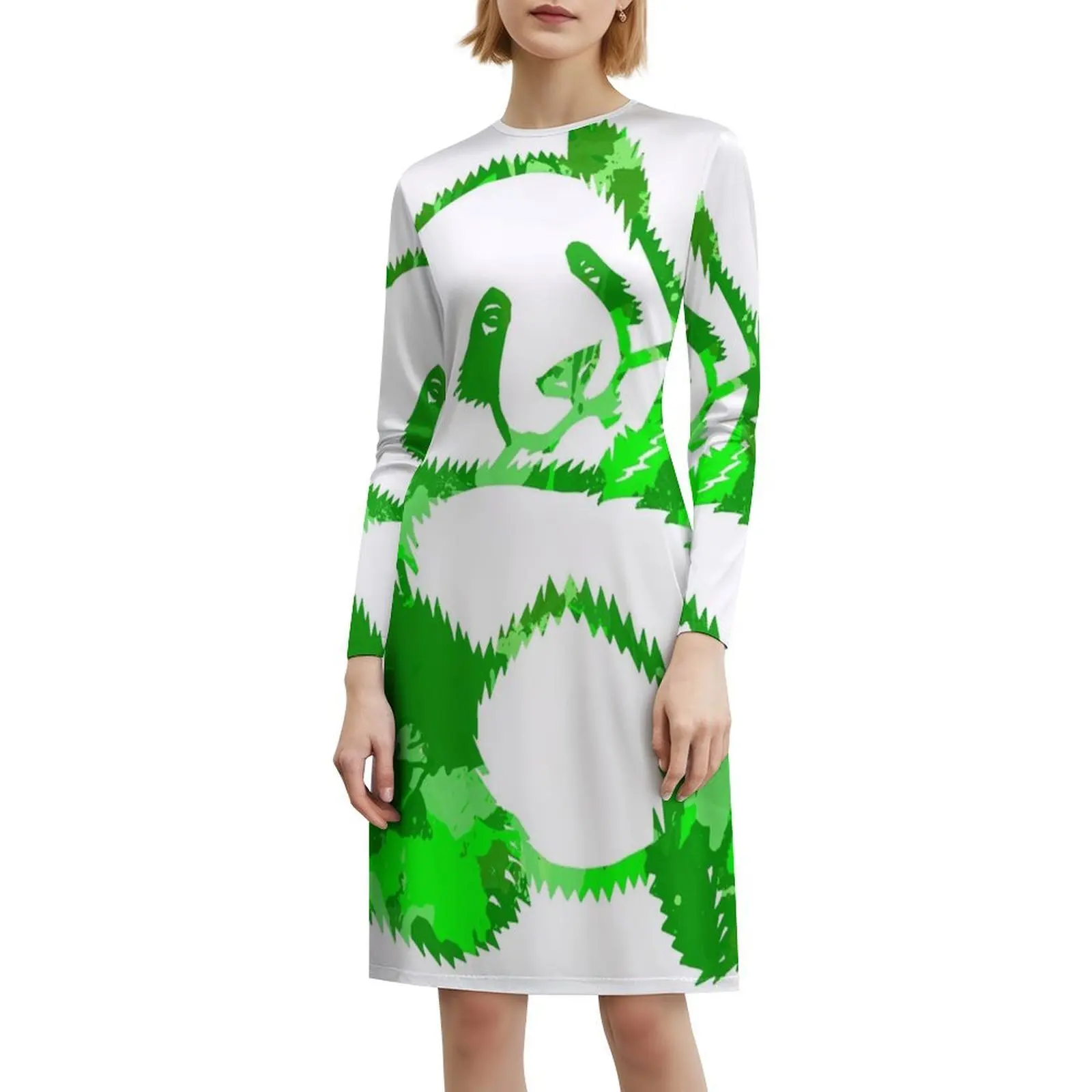 فستان Green Panda للسيدات هيب هوب ملابس الشارع مطبوع عليه رسومات جرافيكية للحفلات والنوادي الباندا الأرجواني الأرجواني الباندا الأخضر فساتين الحفلات الباندا #6