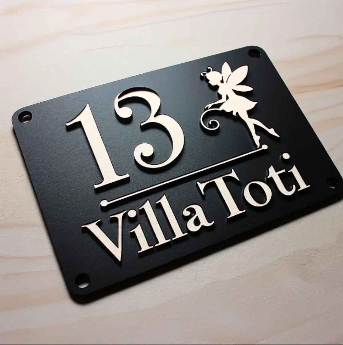 Little Flower Fairy Modern House Sign House Number House Signs Door Number House Address Numbers Modern Floating Laser Cut Matt