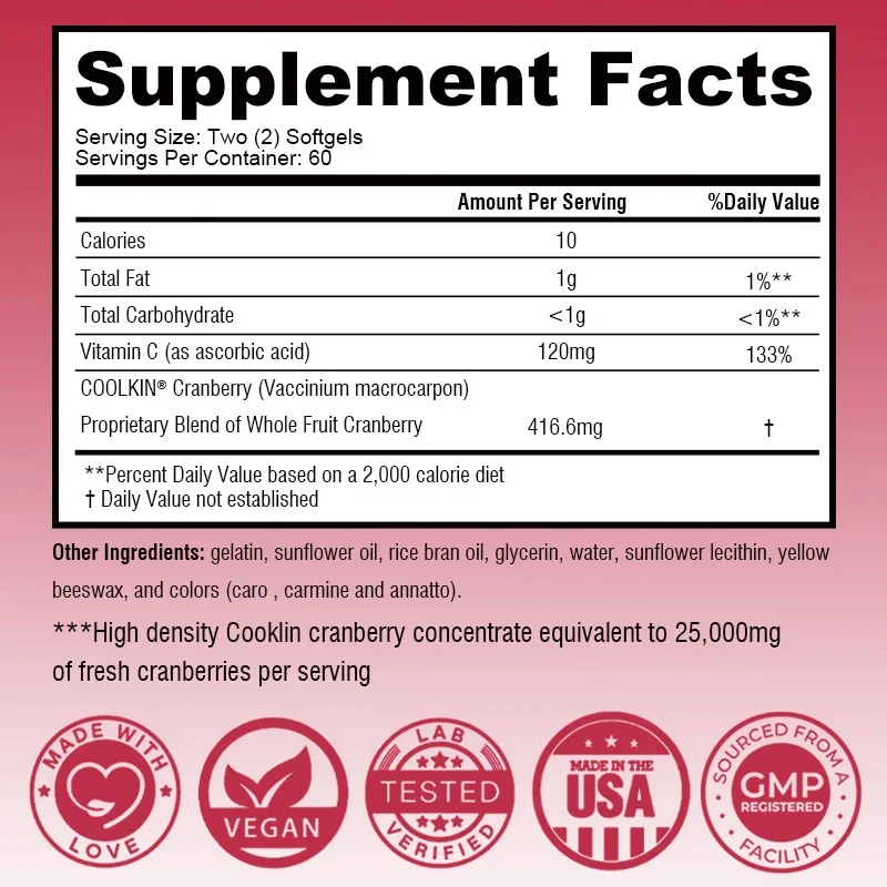 Integratore di vitamina C al mirtillo rosso: allevia la minzione frequente e supporta la salute del tracce urinarie, aiuta a rimuovere il tractSup urinario