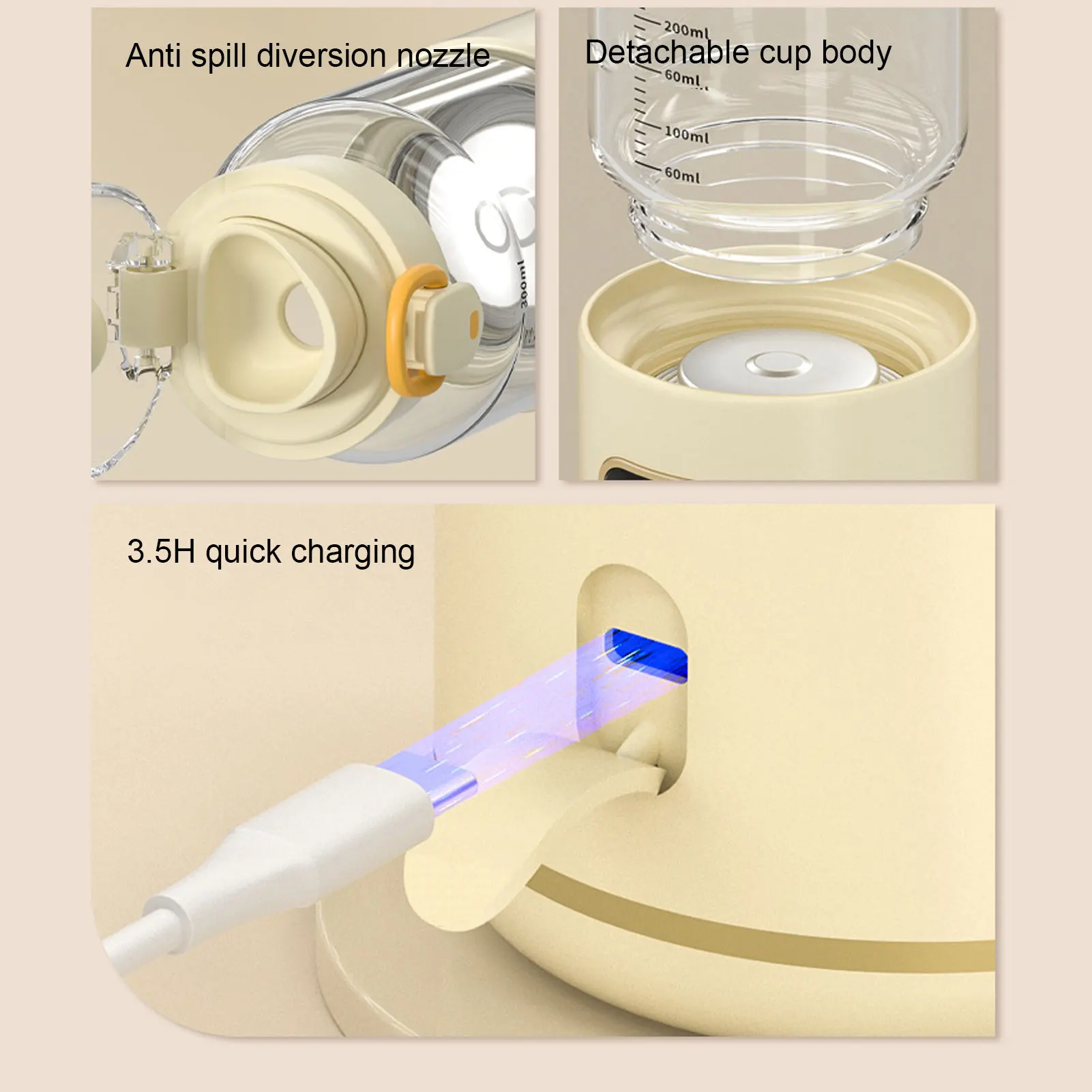휴대용 병 워머 조절 가능한 온도 충전식 무선 아기 우유 워머 여행용 야외 휴대용 병 워머