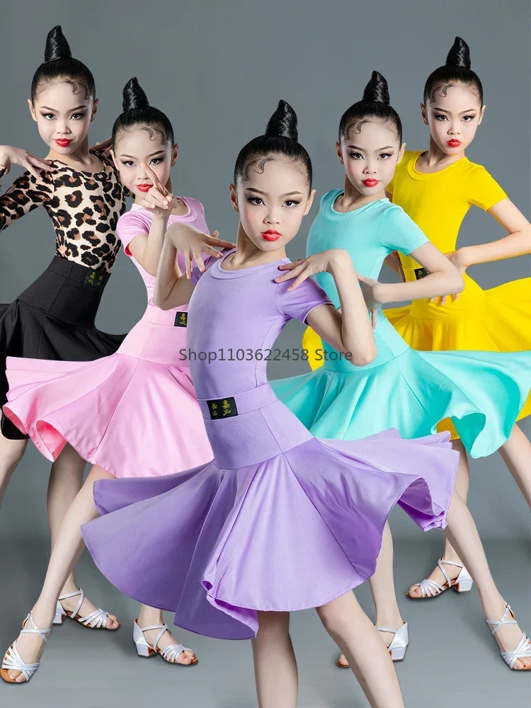 Salsa Latin Dance Dress Girls Children Ballroom Dance Costume Kids Rumba Samba Tango Dresses Dancing Stage Performance Clothing