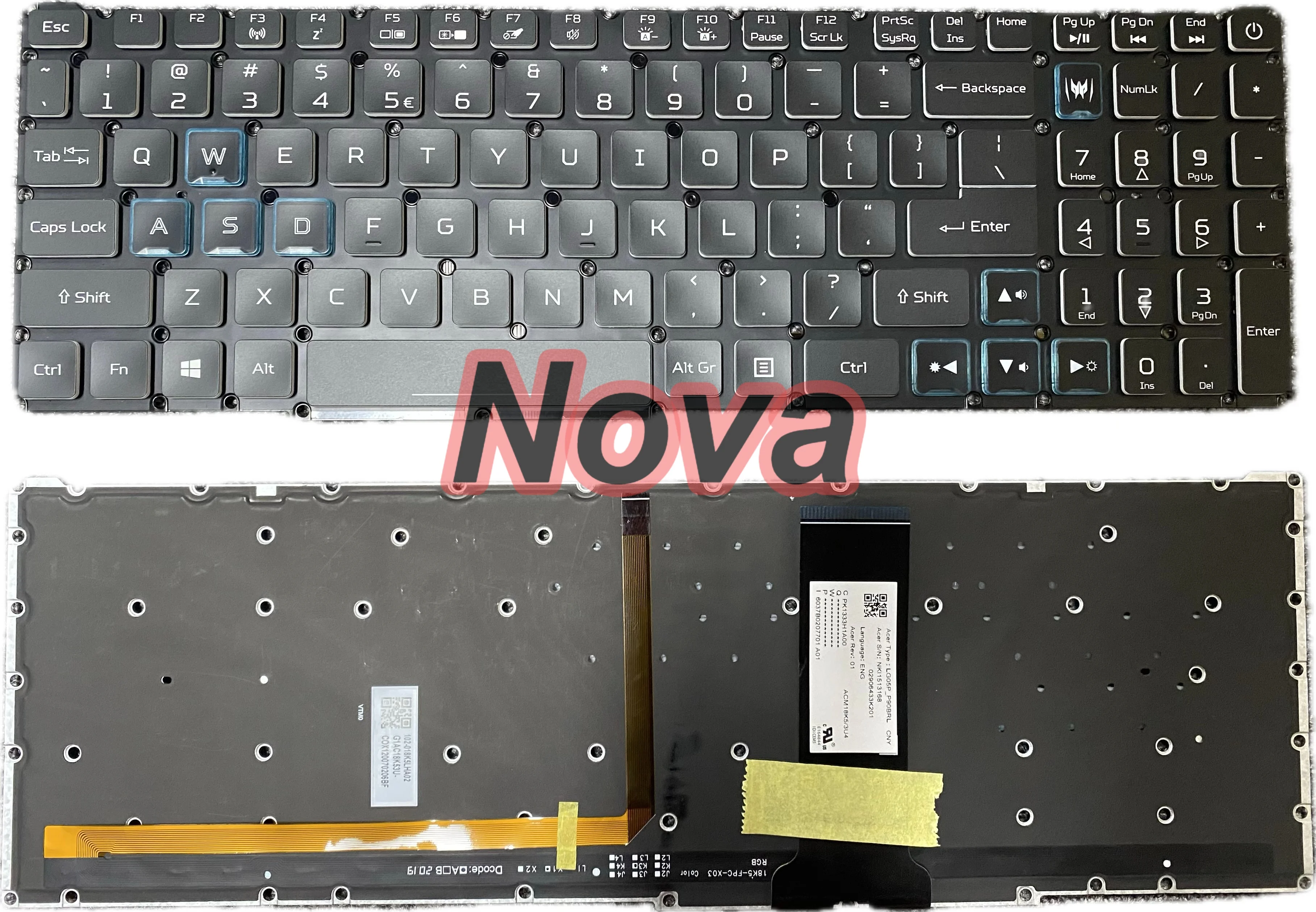 

100% New US/PO/TR/FR Backlit Keyboard For Acer Nitro 5 AN517-51 AN517-52 AN715-51 AN515-43 Predator Helios 300 PH315-52 PH317-53