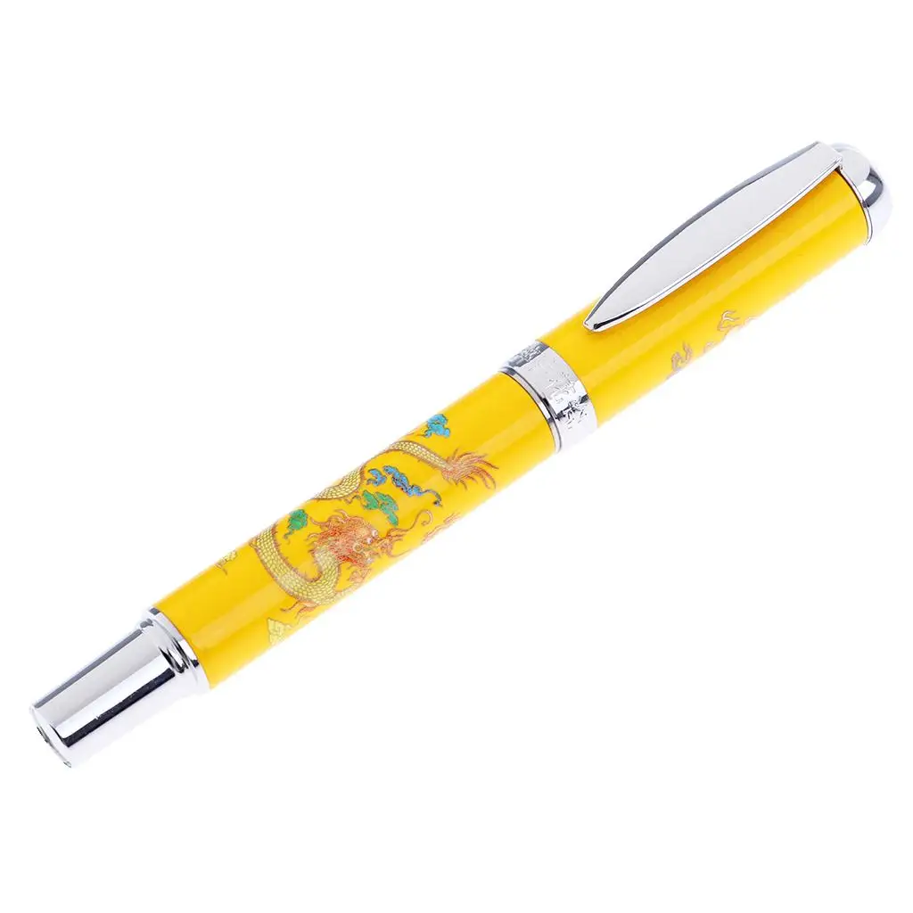 Bright Golden Dragon Pattern Reusable Writing Metal Pen Comfort Pen