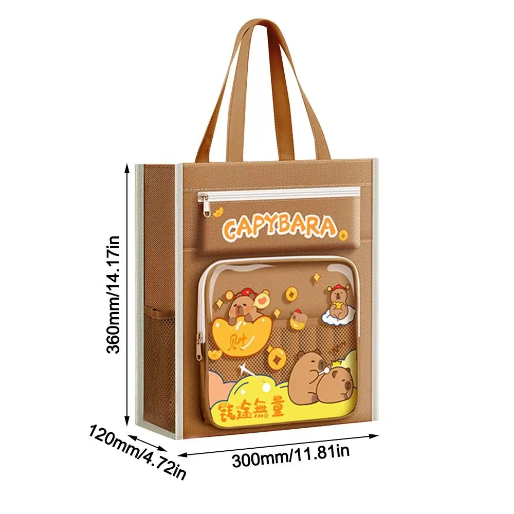 New Capybara Tote School Bag Handbag Seven-layer Tutorial Bag Large Capacity Multifunctional A4 File Bag Students