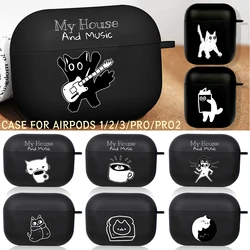 Cute Rock Music Cat Airpod Cases Air Pro 3 for Airpods Pro 2 3rd Pods Gen Airpods Cover Funny Cat Meme Case Funda Cartoon