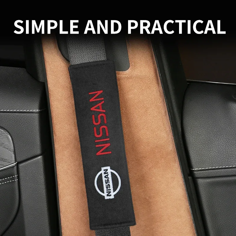 2PCS Car Seat Belt Pad Auto logo Shoulder Protection Covers For Nissan Qashqai j10 j11 x Trail t32 t31 Tiida Juke Accessories