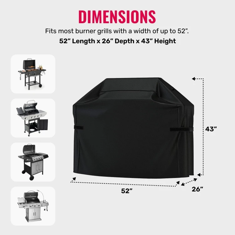 Grillman Premium Grill Cover for Outdoor Grill - Heavy-Duty Waterproof BBQ Grill Cover - Rip-Proof and Wind-Resistant - Large Ba