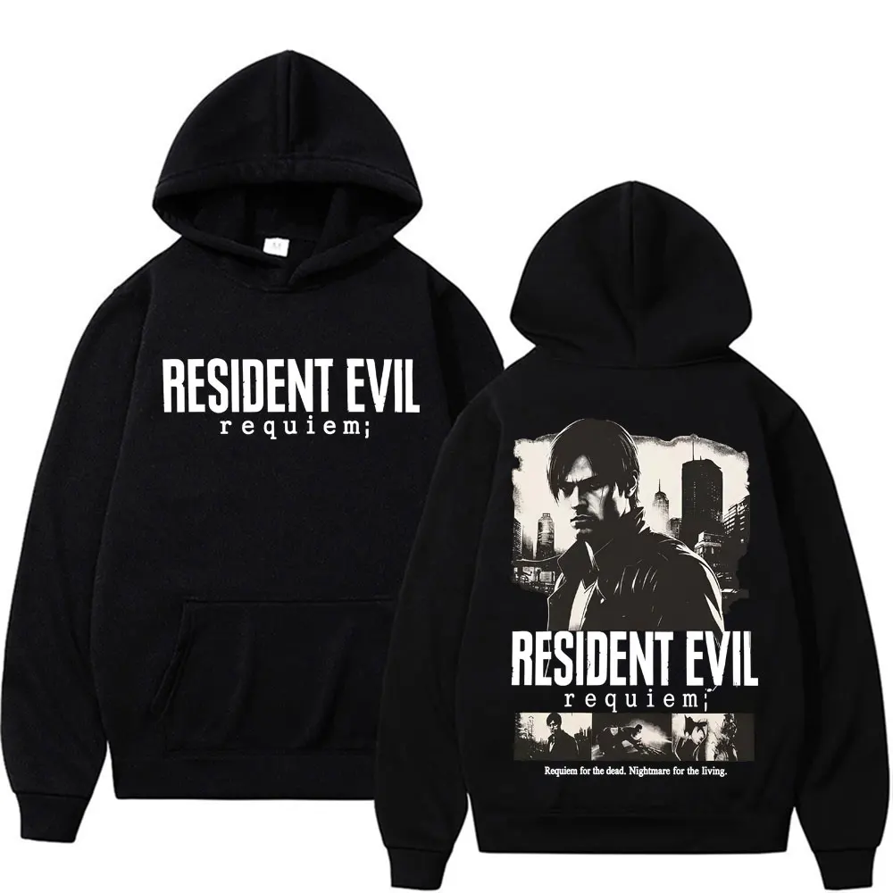 

Лимитированная толстовка Leon Kennedy Resident Evil Requiemm, винтажные оверсайз худи для мужчин и женщин, высококачественные модные свитшоты в стиле Харадзюку