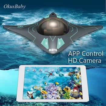 Mini WIFI APP Remote Control 6 Channels Rays Toy Real-time Transmission Underwater Camera RC Boats Take Photo Video Recording