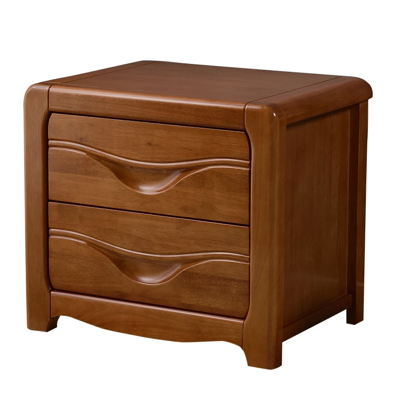 All solid wood bedside table simple modern Chinese walnut small cabinet mini with lock 40CM bedroom bedside locker