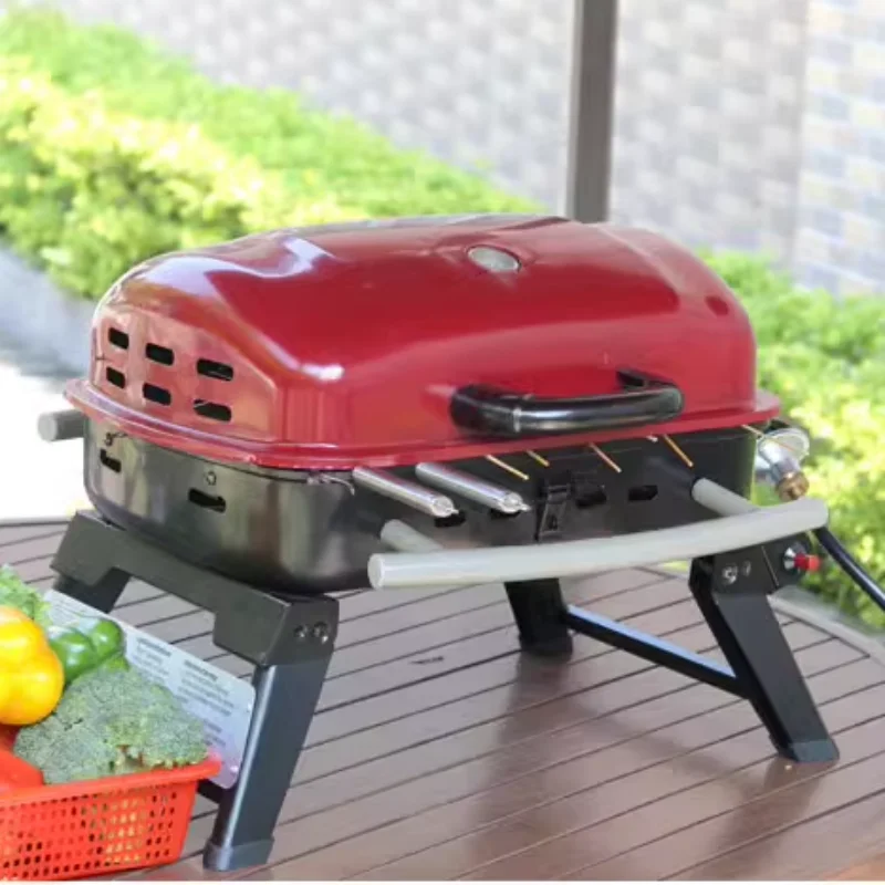 Portable Outdoor Gas BBQ Grill, Car Desktop Gas Stove, American Connector, Enamel Grid, Export to Wal-Mart