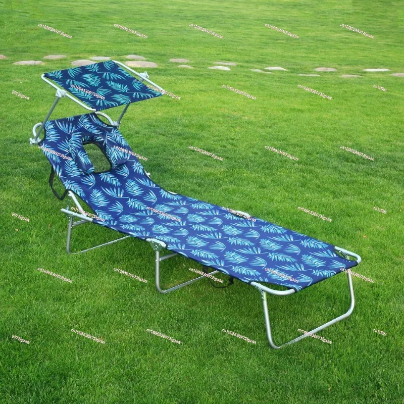 

With sunshade with handle, summer colorful outdoor folding bed and back