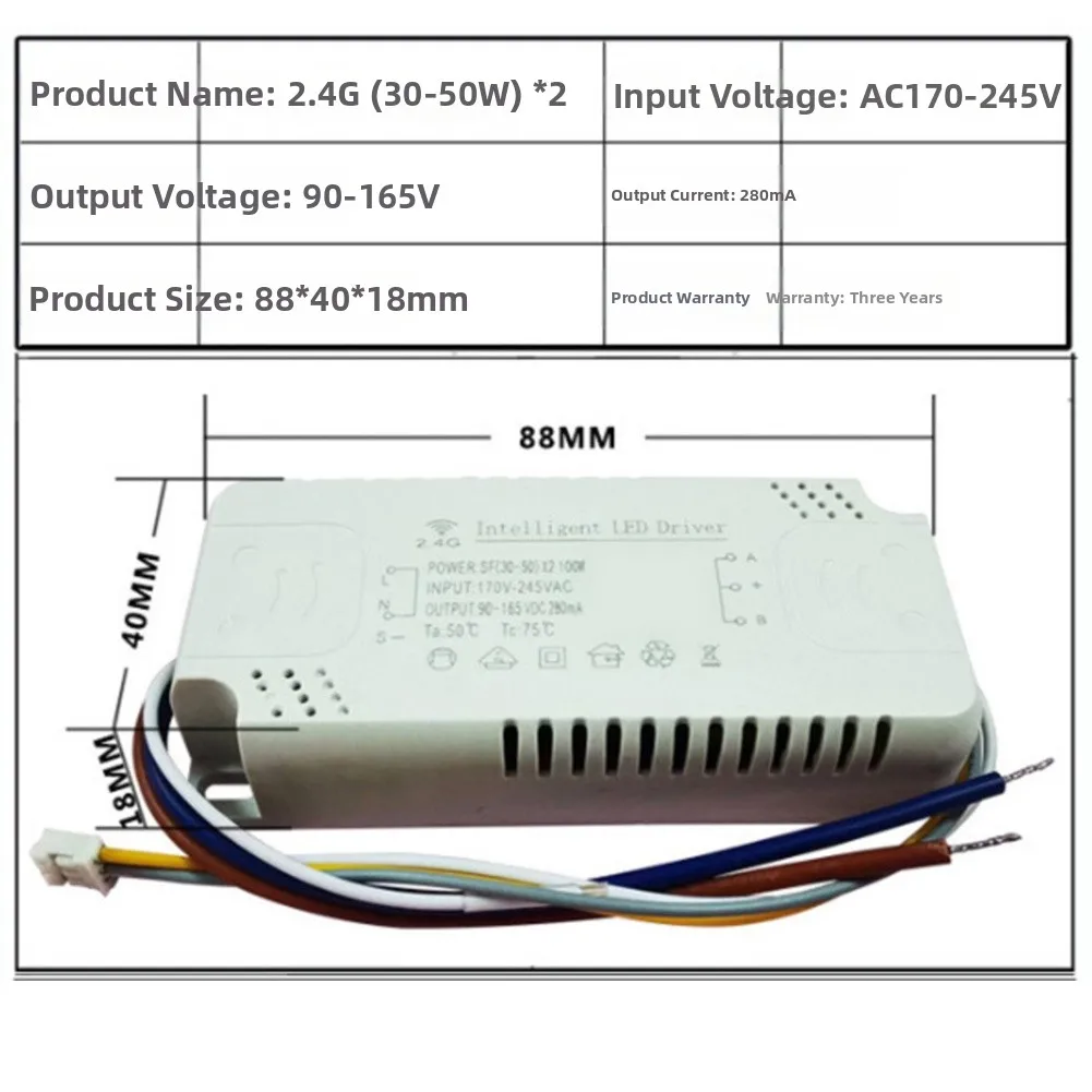 2.4G Smart LED Driver with Remote Control Power Dimming Transformer 2480W Compatible with Multiple LED Tape Lights