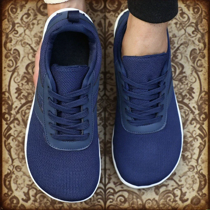

Men’s Sneakers Wide Toe Barefoot Shoes Breathable Stylish Minimalist Flat Shoes Summer Lightweight Non Slip Hook Loop Mesh Shoe