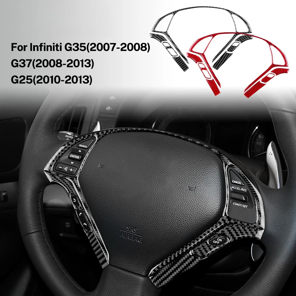 

Car Steering Wheel Button Frame Trim Carbon Fiber For Infiniti G25 2010-2013 G35 2007 2008 G37 2008-2013 Decoration Accessories