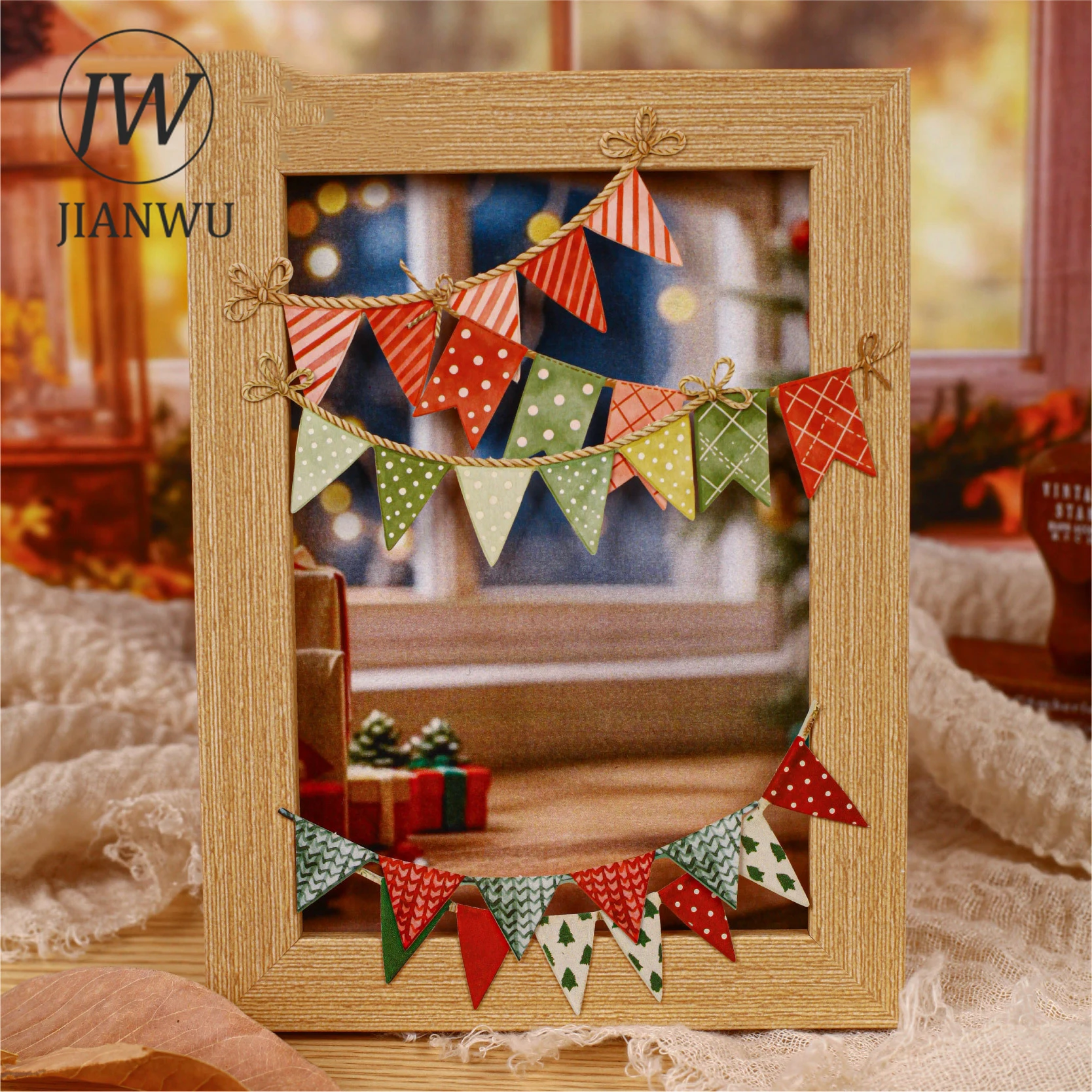 JIANWU Colorful Flag Series Vintage Festival Banner Landscape Material Collage Scrapbooking Sticker Creative Journal Stationery view 3