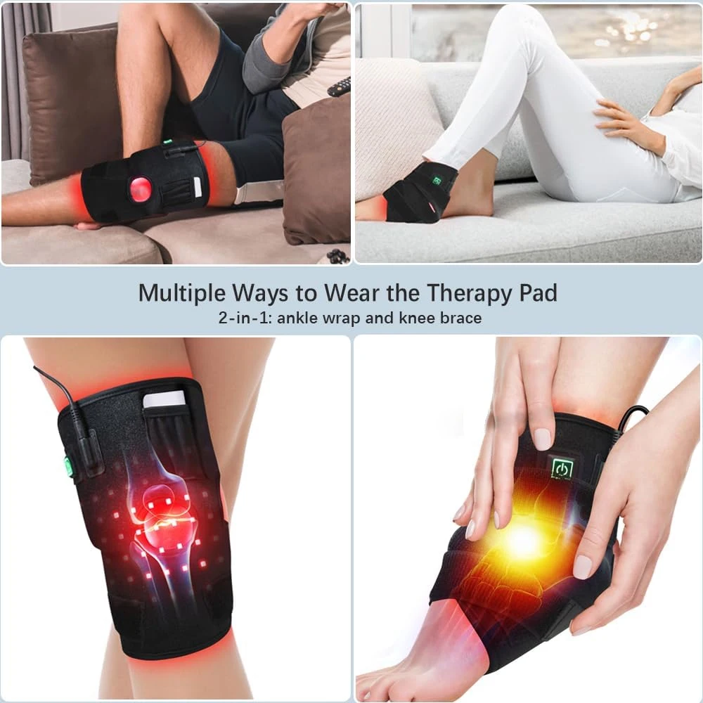 Infrared Red Light Therapy Knee Ankle Device for Joint Pain Therapy 660nm & 850nm Near Infrared Light Pulse Mode Foot Massager
