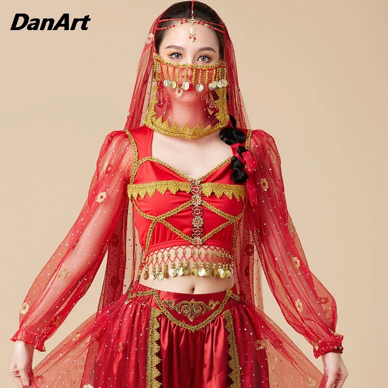 

Women Palace Seal Top Indian Dance Tops Belly Dance Performance Costume Jasmine Princess Wear Oriental Dance Practice Suit