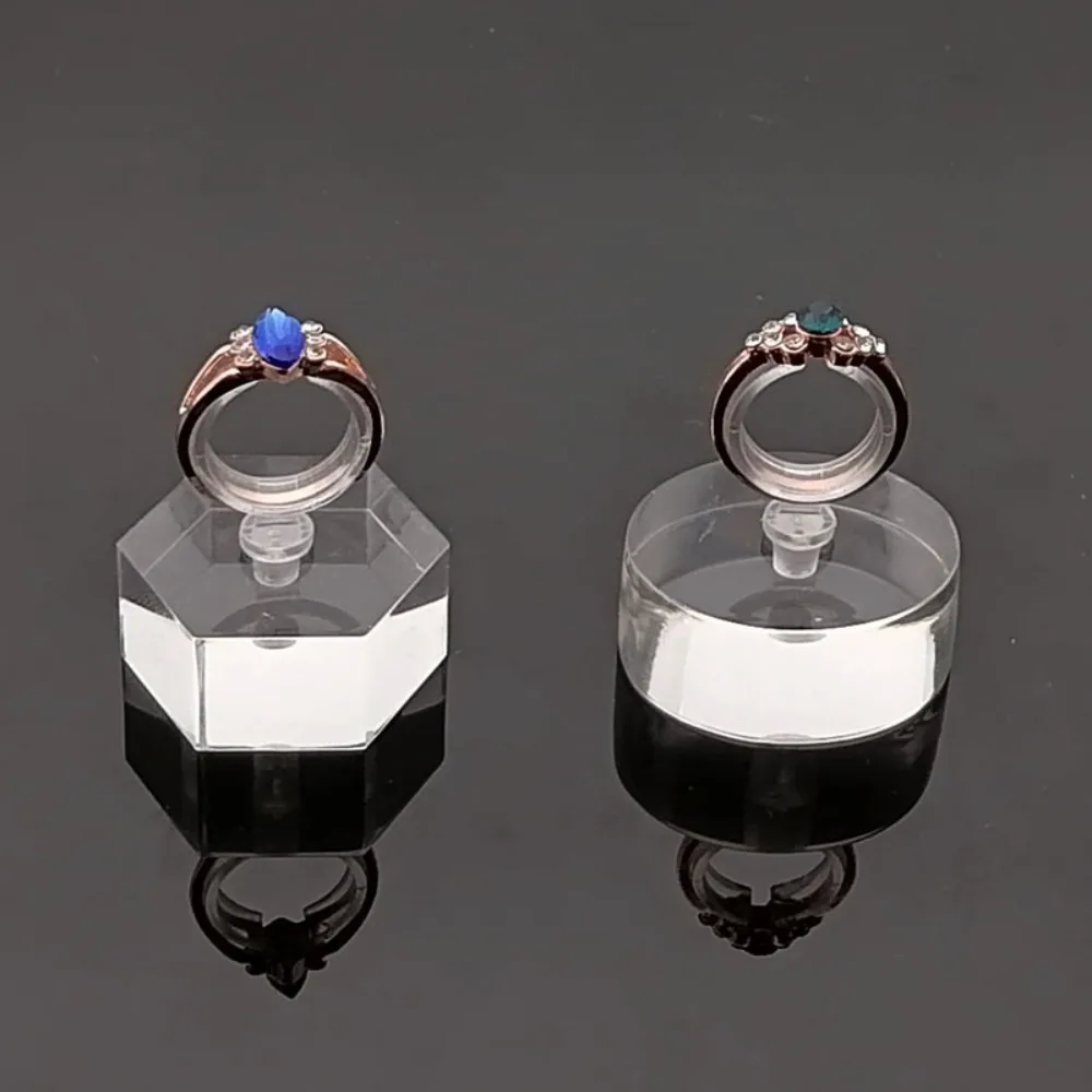 

New Geometric Clear Acrylic Ring Display Stand Wedding Ring Box Earrings Show Props Jewellery Stands Cases Photography Props
