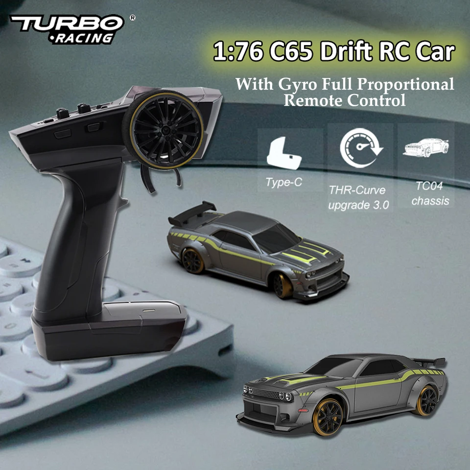 TURBO RACING C65 TC04 ドリフトRCカー 1:76 Turbo Racing C65 1/76 CT04 Chassis Model Built-in Gyroscope Drift